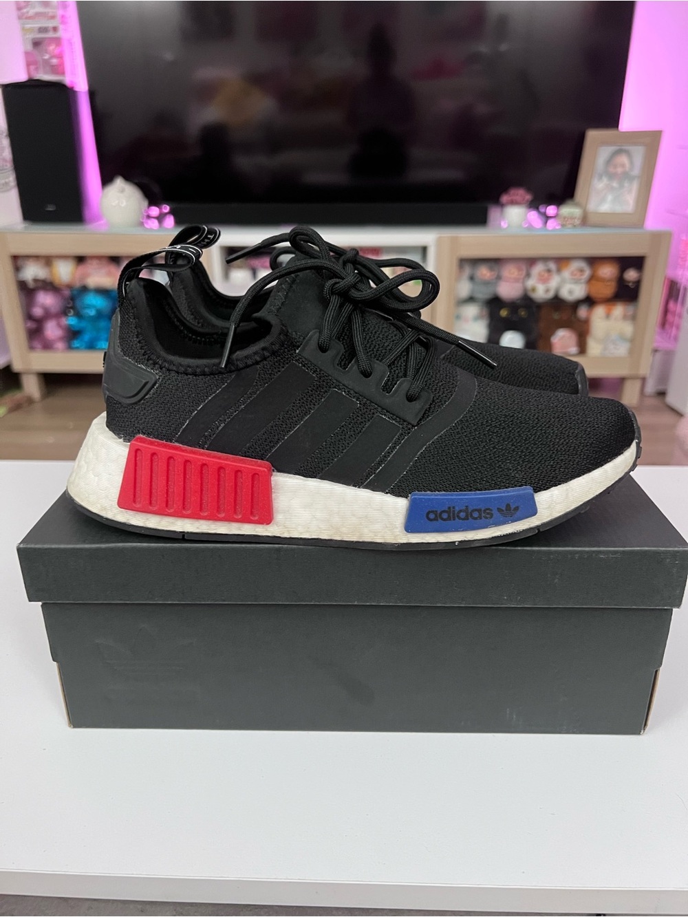 adidas NMD R1 OG Black/Red/Blue Colorway Fits US W 6